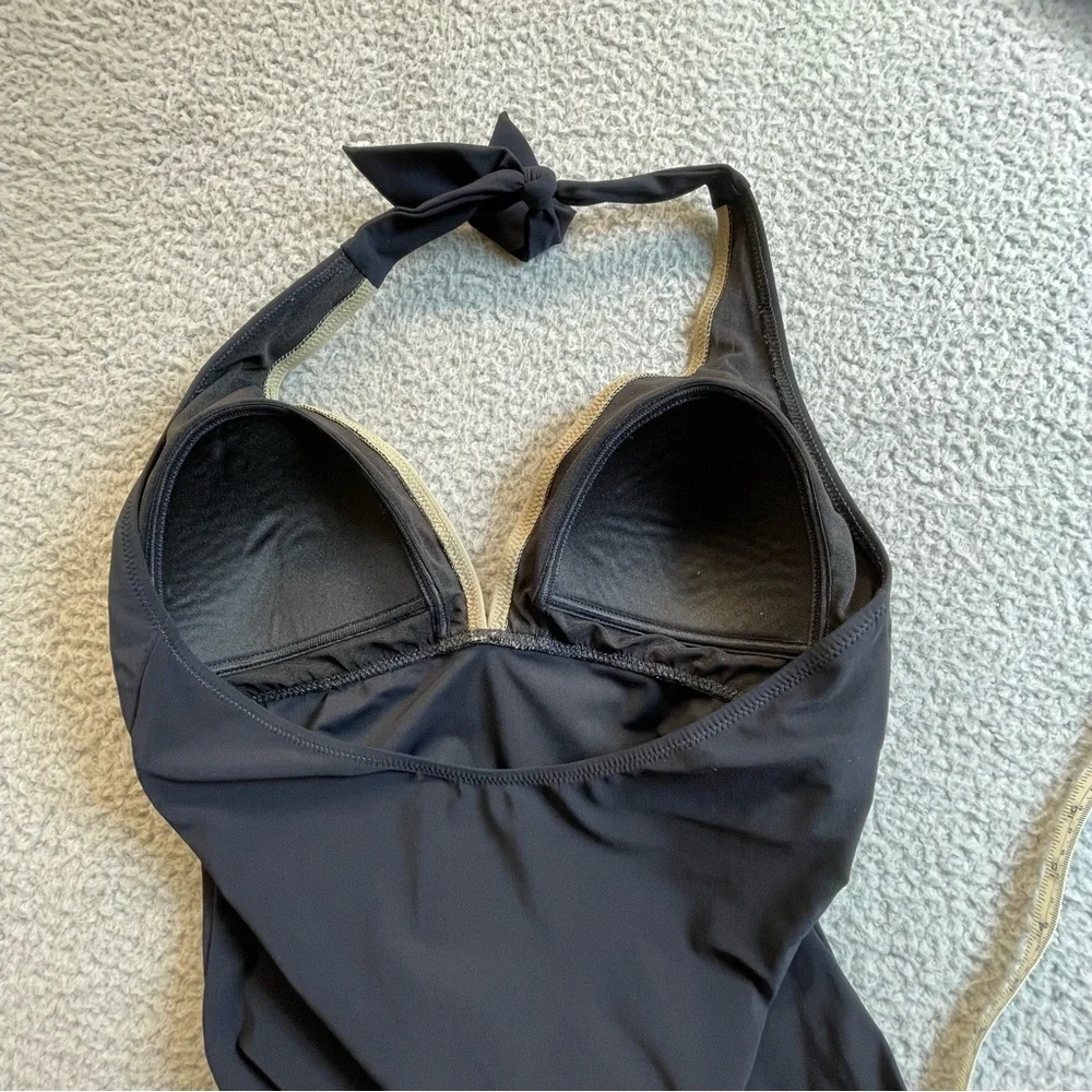 Profile by Gottex Blue‎ whie Ruffled 'Pretty Wild' One Piece Swim Dress size 10